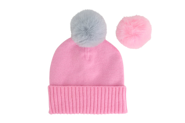 BEANIE & SOCK SET - SOFT PINK & GREY