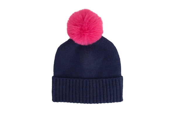 BEANIE & SOCK SET - NAVY & HOT PINK