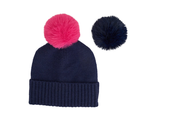 BEANIE & SOCK SET - NAVY & HOT PINK