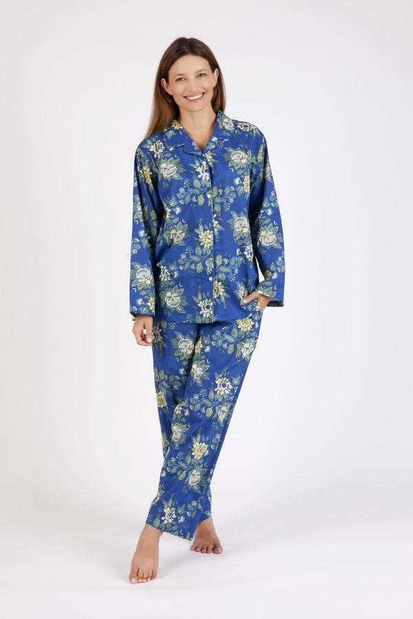 PYJAMA SET - LONG SLEEVES - DARK BLUE FLORAL