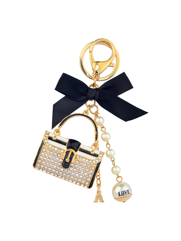 KEY RING - LUXURY CHARM - BLACK & PINK CLUTCH BAGS