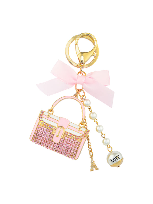 KEY RING - LUXURY CHARM - BLACK & PINK CLUTCH BAGS