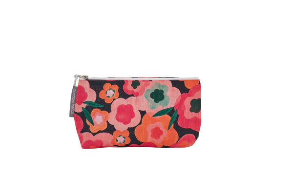 COSMETIC & MAKEUP BAGS - MIDNIGHT BLOOMS - LINEN