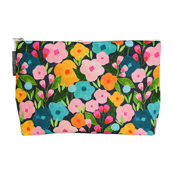 COSMETIC & MAKEUP BAGS - SPRING BLOOMS - LINEN