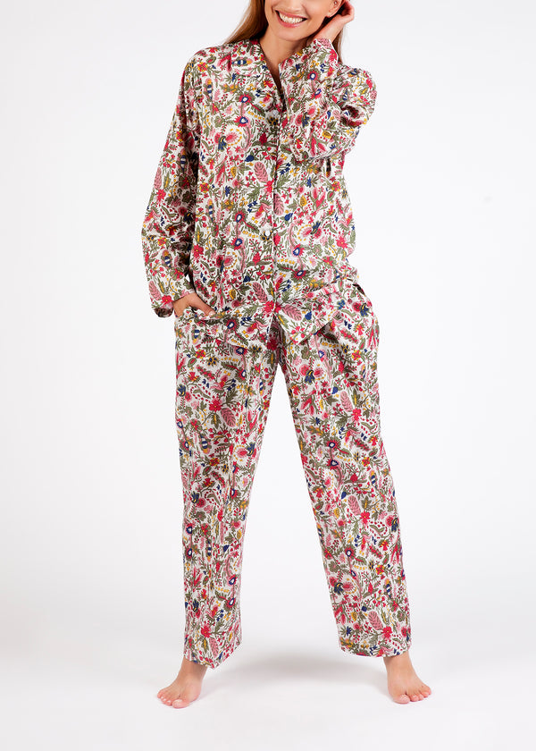 PYJAMA SET - LONG SLEEVES - RED & PINK FLORAL