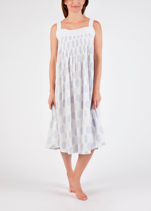 NIGHTIE - SQUARE NECK - BLUE PAISLEY