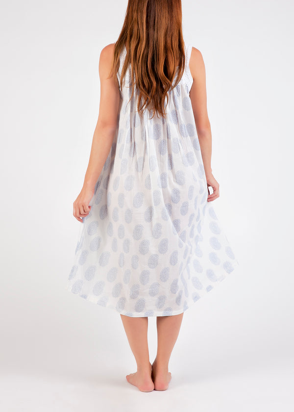 NIGHTIE - SQUARE NECK - BLUE PAISLEY