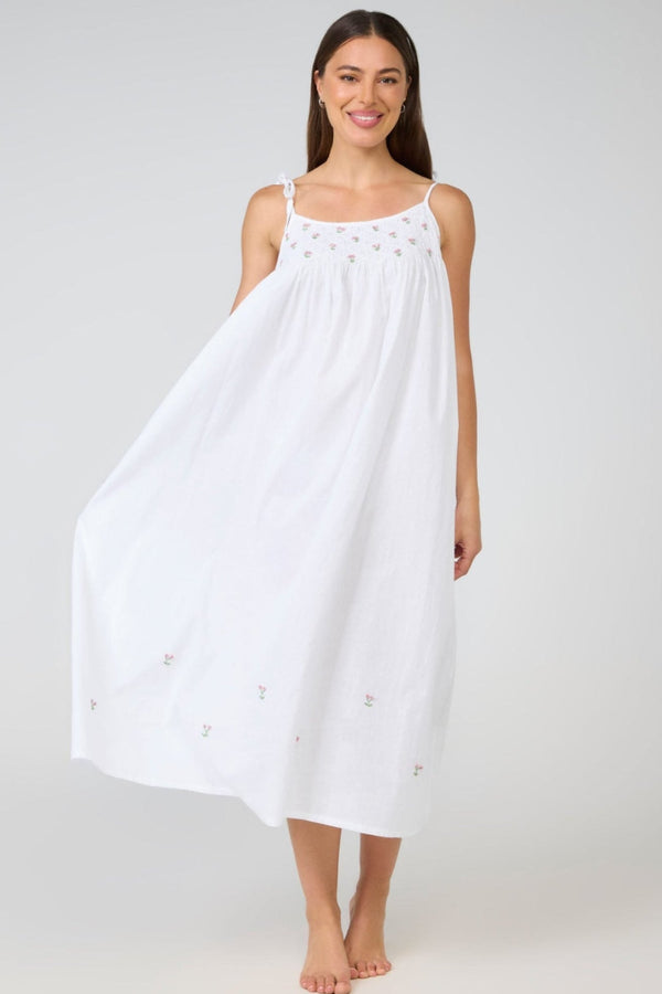 NIGHTIE - SHOE STRING STRAPS AND EMBROIDERY