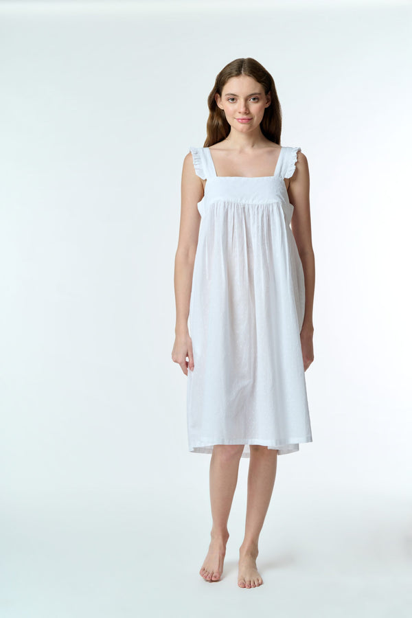NIGHTIE - SQUARE NECK - STRAPS WITH FRILL ON EDGE - TILLY