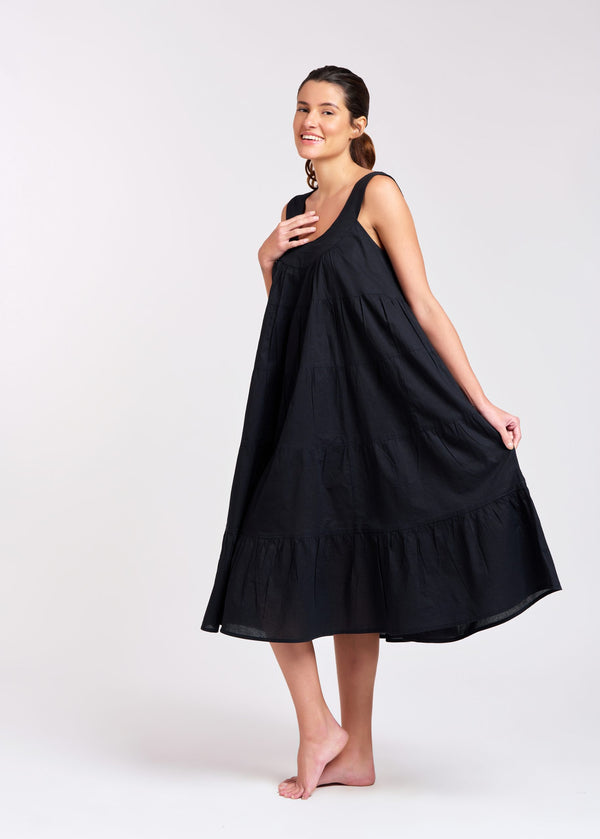 DRESS - TIERED - BLACK