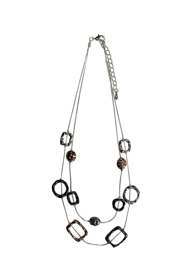 NECKLACE - DOUBLE STRAND SILVER PENDANT