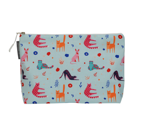 COSMETIC & MAKEUP BAGS - RETRO CAT - BLUE