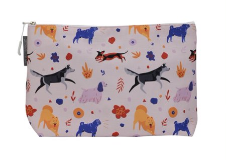 COSMETIC & MAKEUP BAGS - RETRO DOG - PINK
