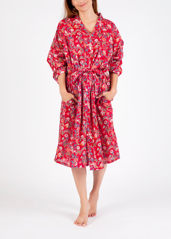 NIGHTIE - V NECK - RED FLORAL - SOPHIE