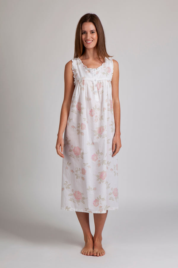 NIGHTIE - V NECK - PINK FLORAL - SOPHIE