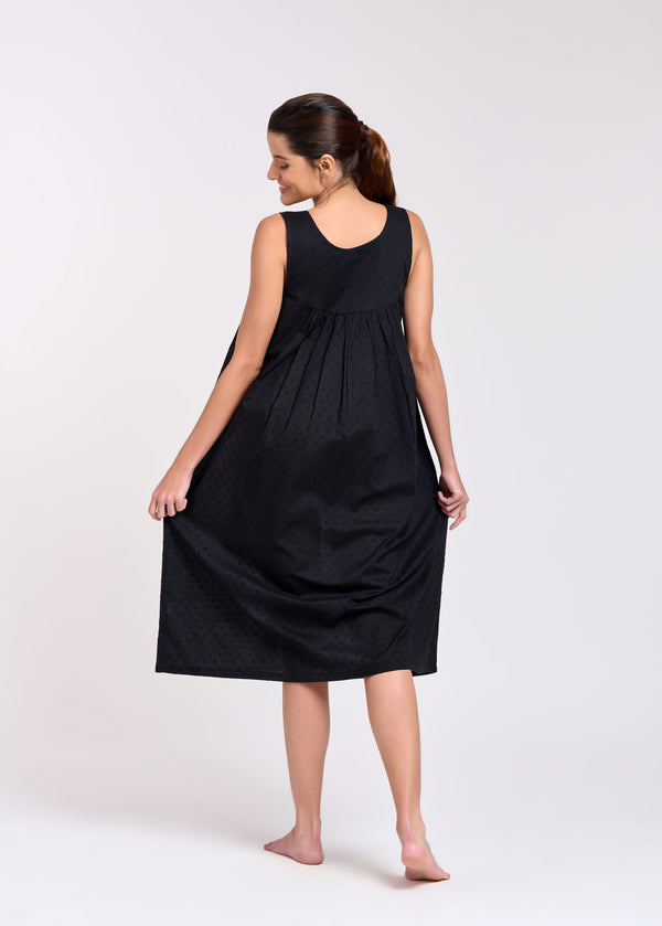 NIGHTIE - V NECK - BLACK - SOPHIE