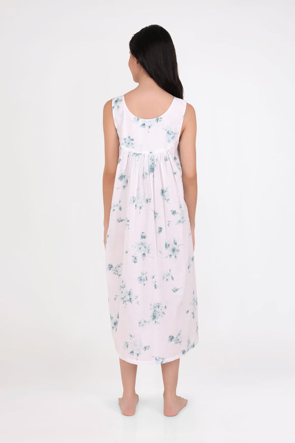 NIGHTIE - V NECK - TEAL FLORAL - SOPHIE