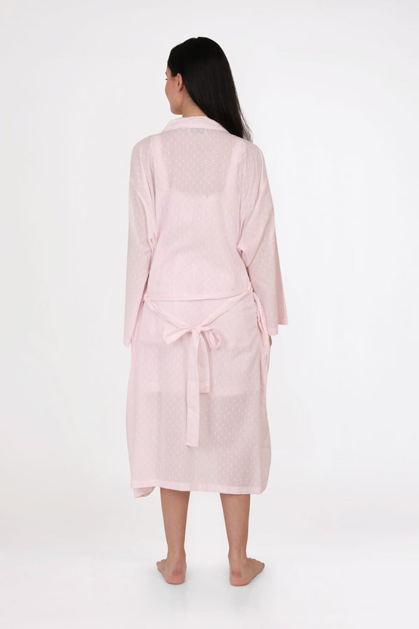 ROBE - PINK HAIL SPOT COTTON VOILE