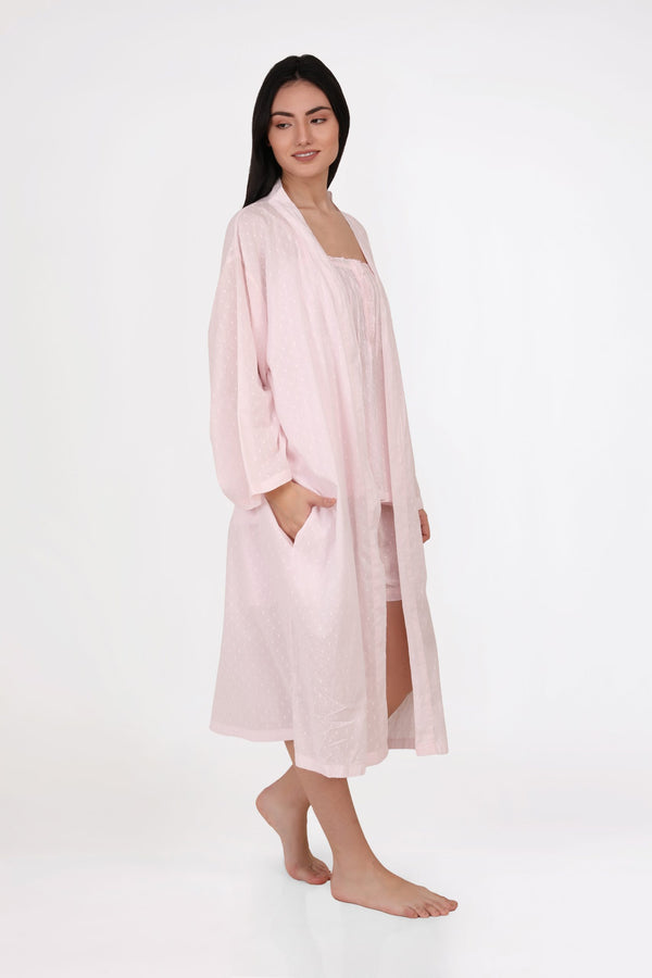 ROBE - PINK HAIL SPOT COTTON VOILE