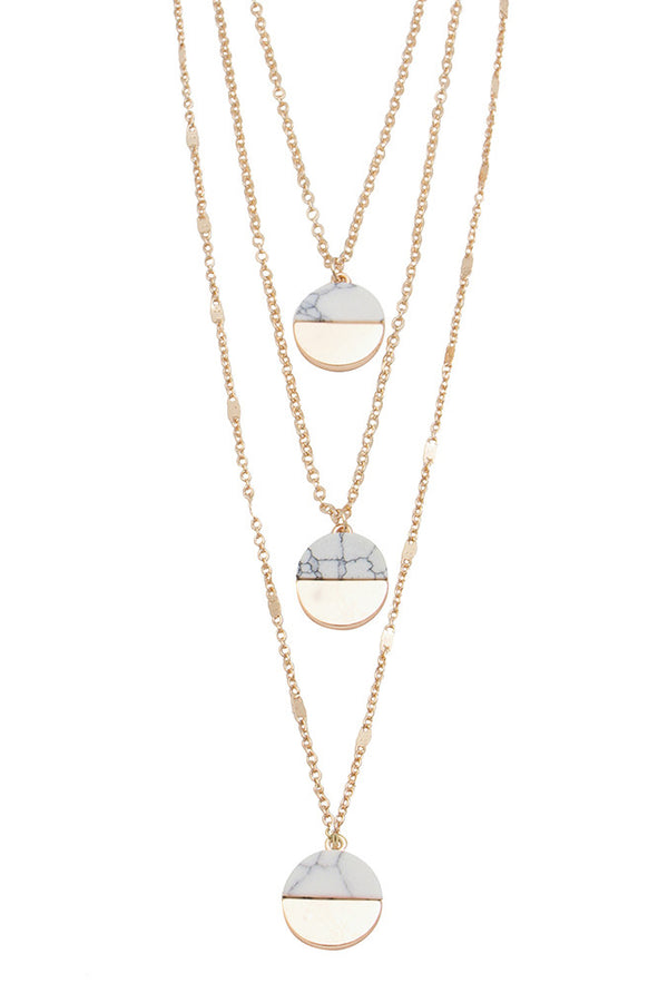 NECKLACE - CHAIN WITH HALF MARBLE-HALF GOLD PLATED COINS