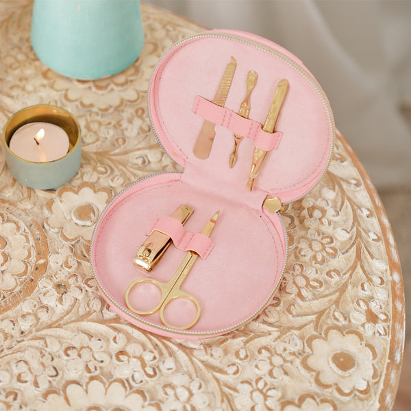 COSMETIC & MAKEUP BAGS - SCALLOPED SMALL POUCH - BABY PINK