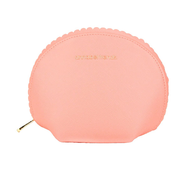 COSMETIC & MAKEUP BAGS - SCALLOPED SMALL POUCH - BABY PINK
