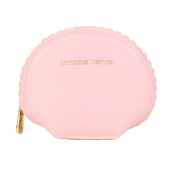 COSMETIC & MAKEUP BAGS - SCALLOPED SMALL POUCH - BABY PINK