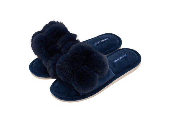SLIPPERS - POM POM - NAVY
