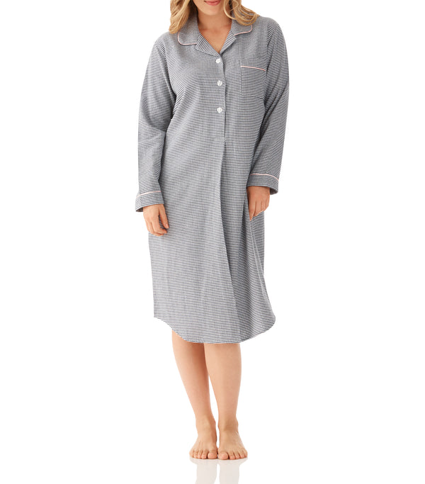 NIGHTSHIRT - LONG SLEEVES - HOUNDSTOOTH PATTERN