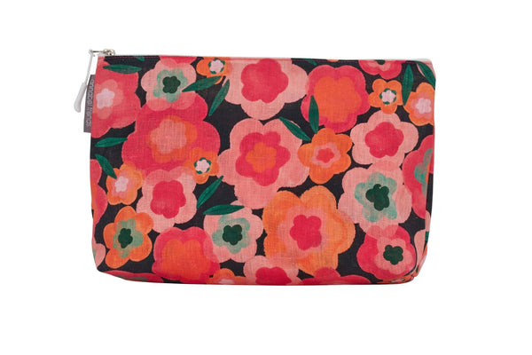 COSMETIC & MAKEUP BAGS - MIDNIGHT BLOOMS - LINEN