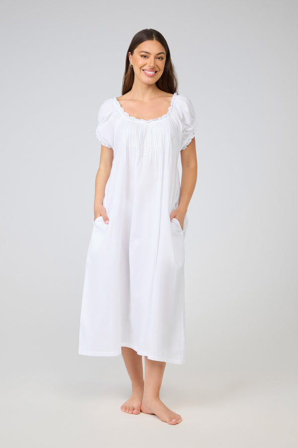 NIGHTIE - SHORT SLEEVES & PIN TUCKS