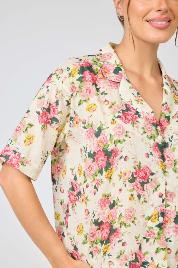 PYJAMA SET - ROSY BLOSSOMS - SHORTIE PJ SET