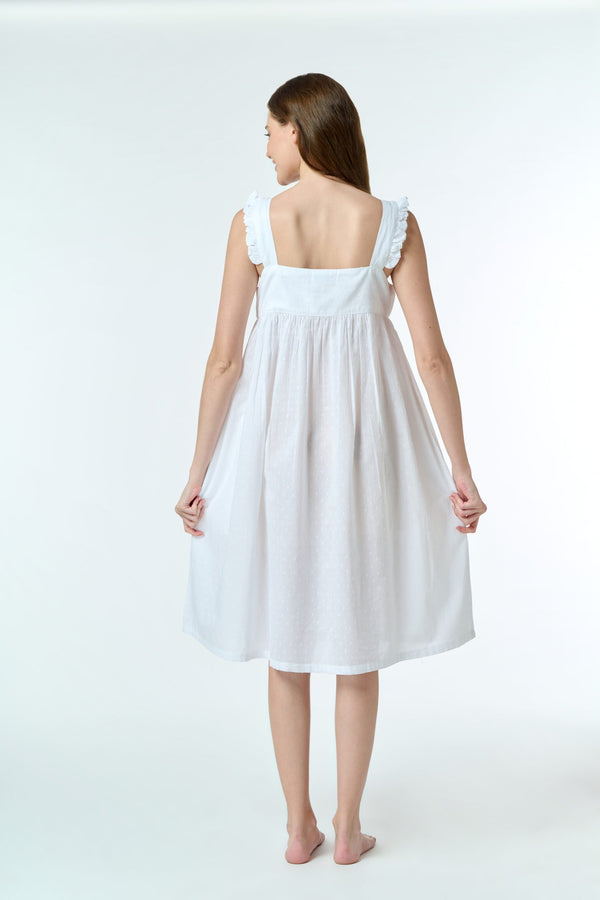 NIGHTIE - SQUARE NECK - STRAPS WITH FRILL ON EDGE - TILLY