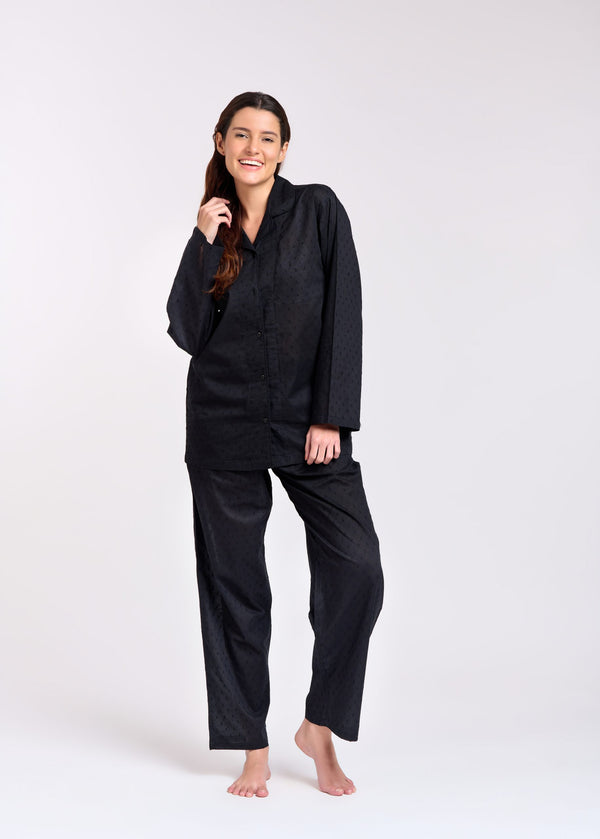 PYJAMA SET - LONG SLEEVES - BLACK - MATILDA