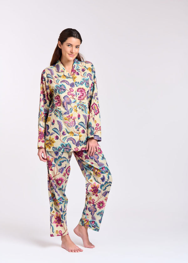 PYJAMA SET - LONG SLEEVES - PURPLE & PINK FLORAL