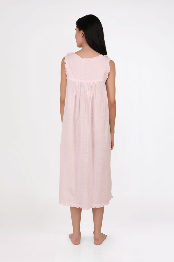 NIGHTIE - SHOULDER BUTTONS - PINK - GRACE