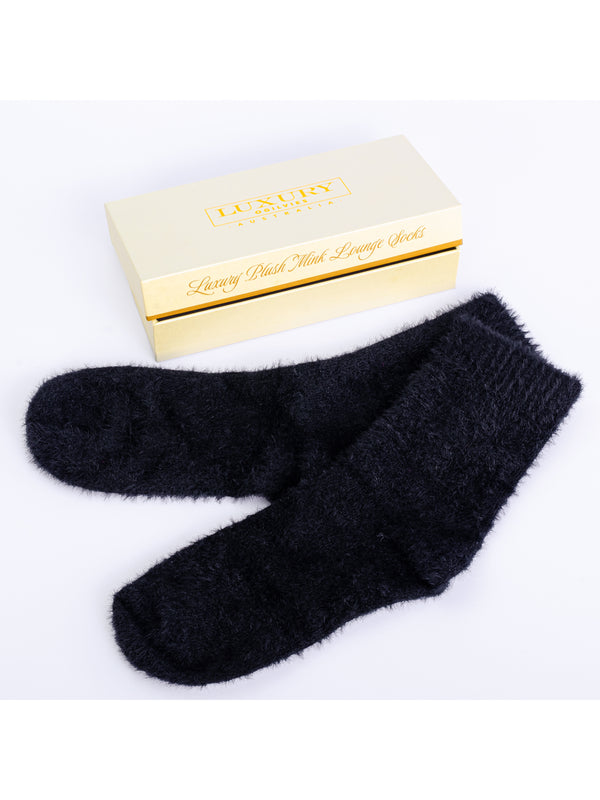 MINK BED SOCKS - BLACK OR IVORY