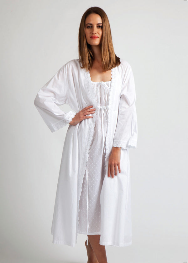 ROBE - WHITE COTTON VOILE