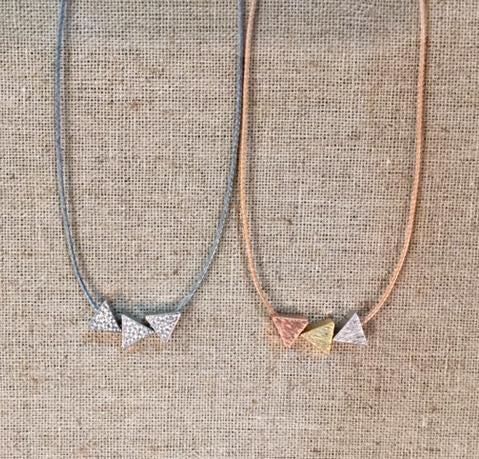 NECKLACE - TRIPLE SILVER TRIANGLES