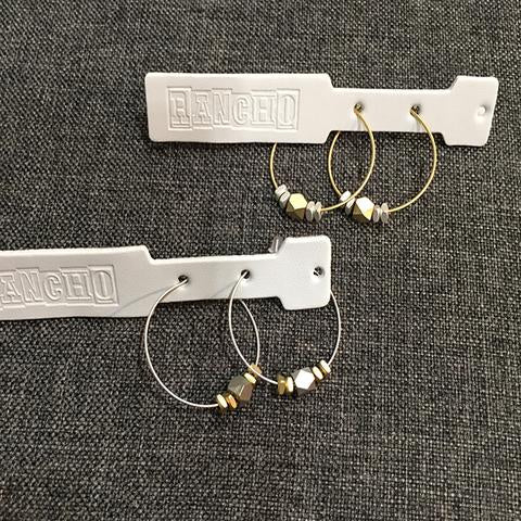 EARRINGS - LARGE GOLD HOOP AND FACET
