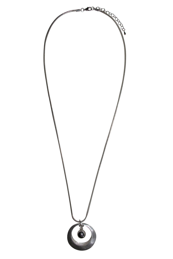 NECKLACE - LONG BRUSHED NECKLACE WITH CIRCLE