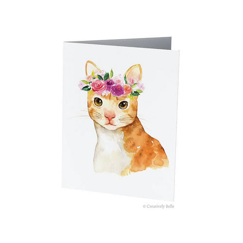 CARDS - FLORAL CAT GREETING CARD