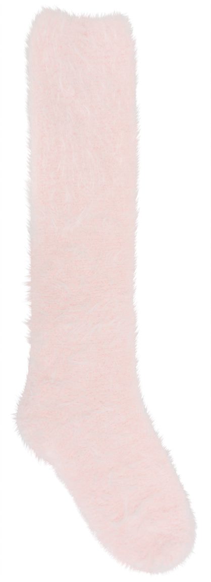 SOCKS - FUZZY BED SOCKS - GREY AND PINK