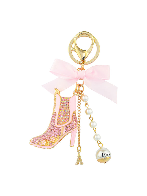 KEY RING - LUXURY CHARM - PINK BOOTS