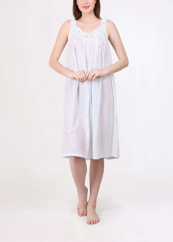 NIGHTIE - V NECK - BLUE HAIL SPOT - SOPHIE