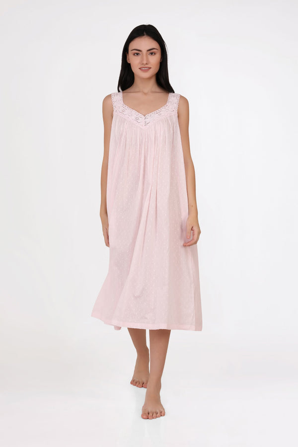 NIGHTIE - V NECK - PINK HAIL SPOT - SOPHIE