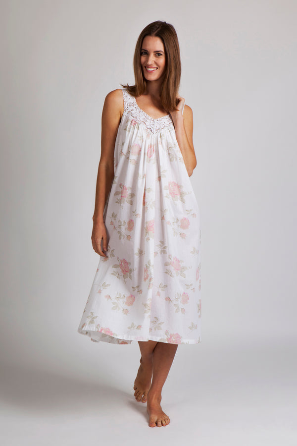 NIGHTIE - SQUARE NECK - PINK FLORAL - TILLY