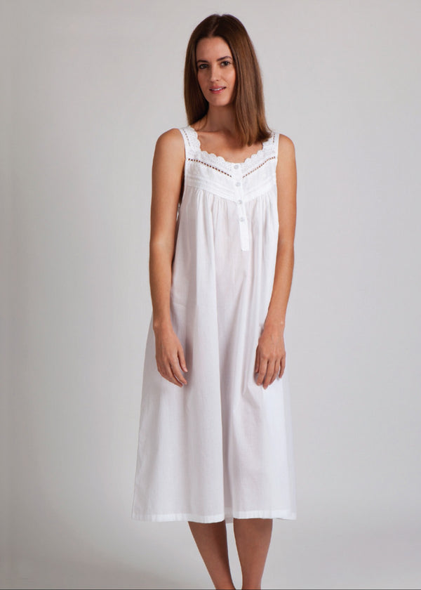 NIGHTIE - SLEEVELESS - COTTON LACE & EMBROIDERY - MAGGIE
