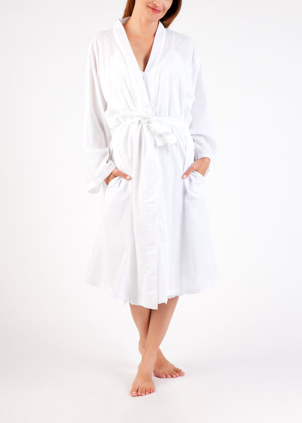 NIGHTIE - CAP SLEEVES - WHITE HAIL SPOT - 4 BUTTONS - TILLY