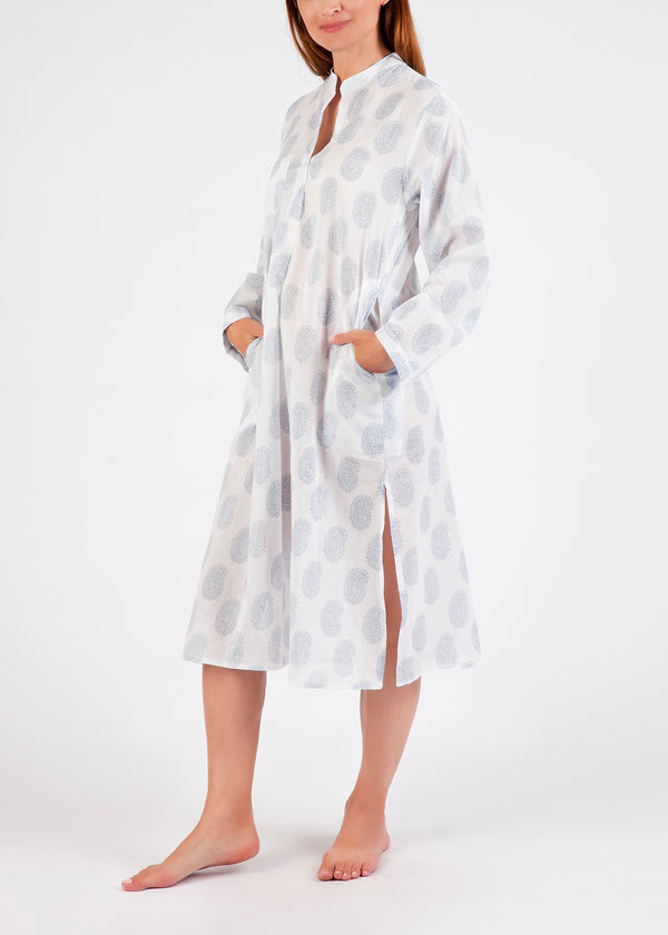 ROBE - BLUE PAISLEY PRINT COTTON VOILE